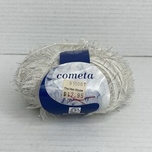 Bertagna Filati Cometa Wool Blend Eyelash Yarn 50gr White Fuzzy Silver Metallic